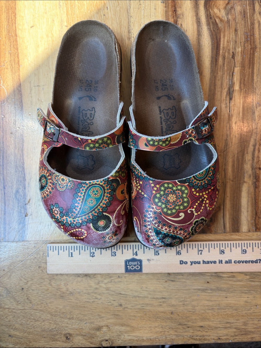Birkenstock Burgundy Paisley Mary Jane Clogs - Picture 10 of 10